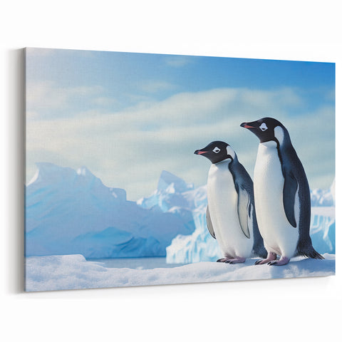Penguin Wall Art - Majestic Antarctic Landscape Canvas Print Decor