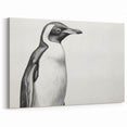 Penguin Wall Art - Minimalist Black & White Canvas Print for Decor