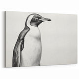 Penguin Wall Art - Minimalist Black & White Canvas Print for Decor