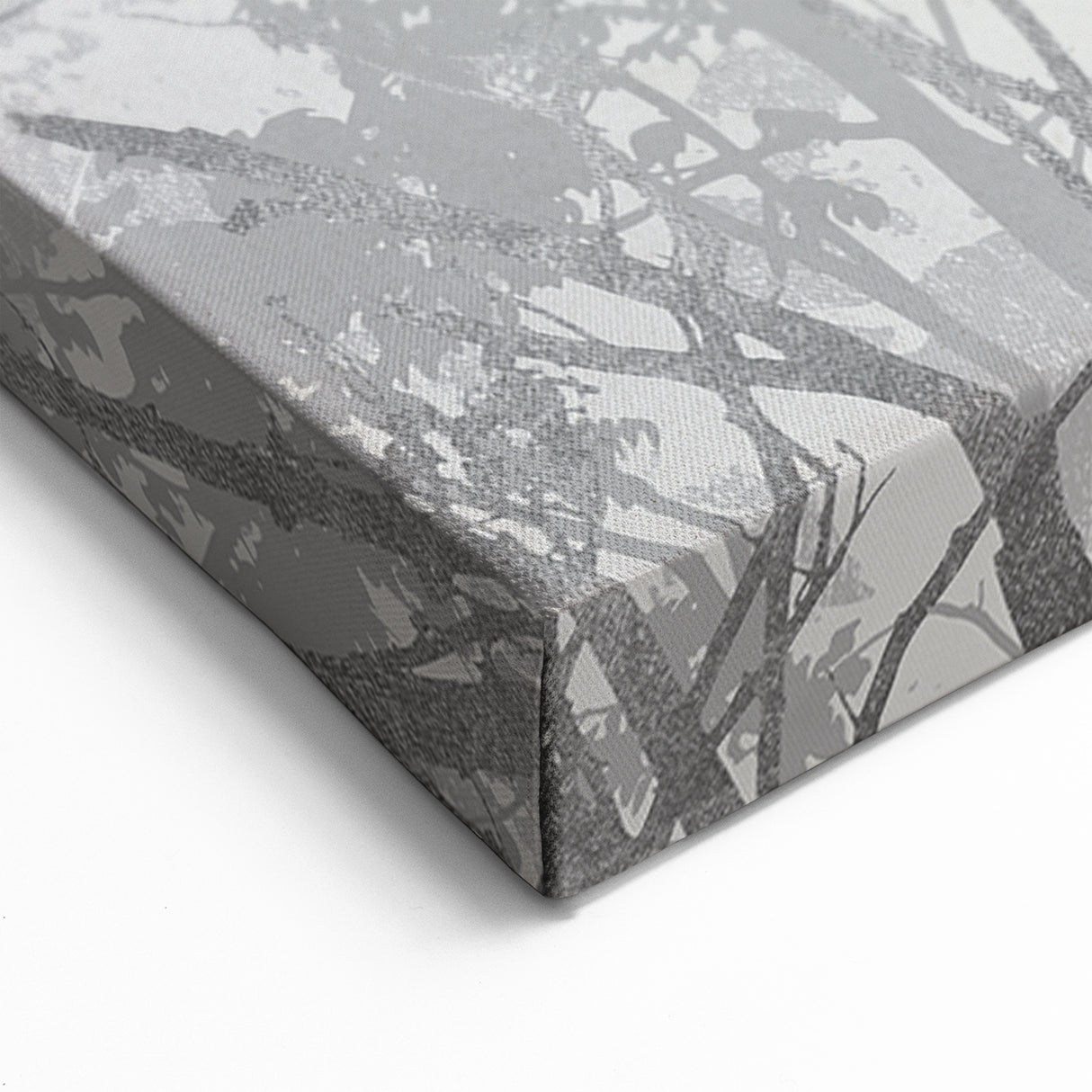 Serene Nature-Inspired Art with Gray Trees and Flying Birds