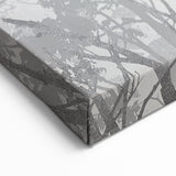 Serene Nature-Inspired Art with Gray Trees and Flying Birds
