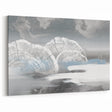 Serene Abstract Art with Tree Rings and Misty Blue and Gray Tones