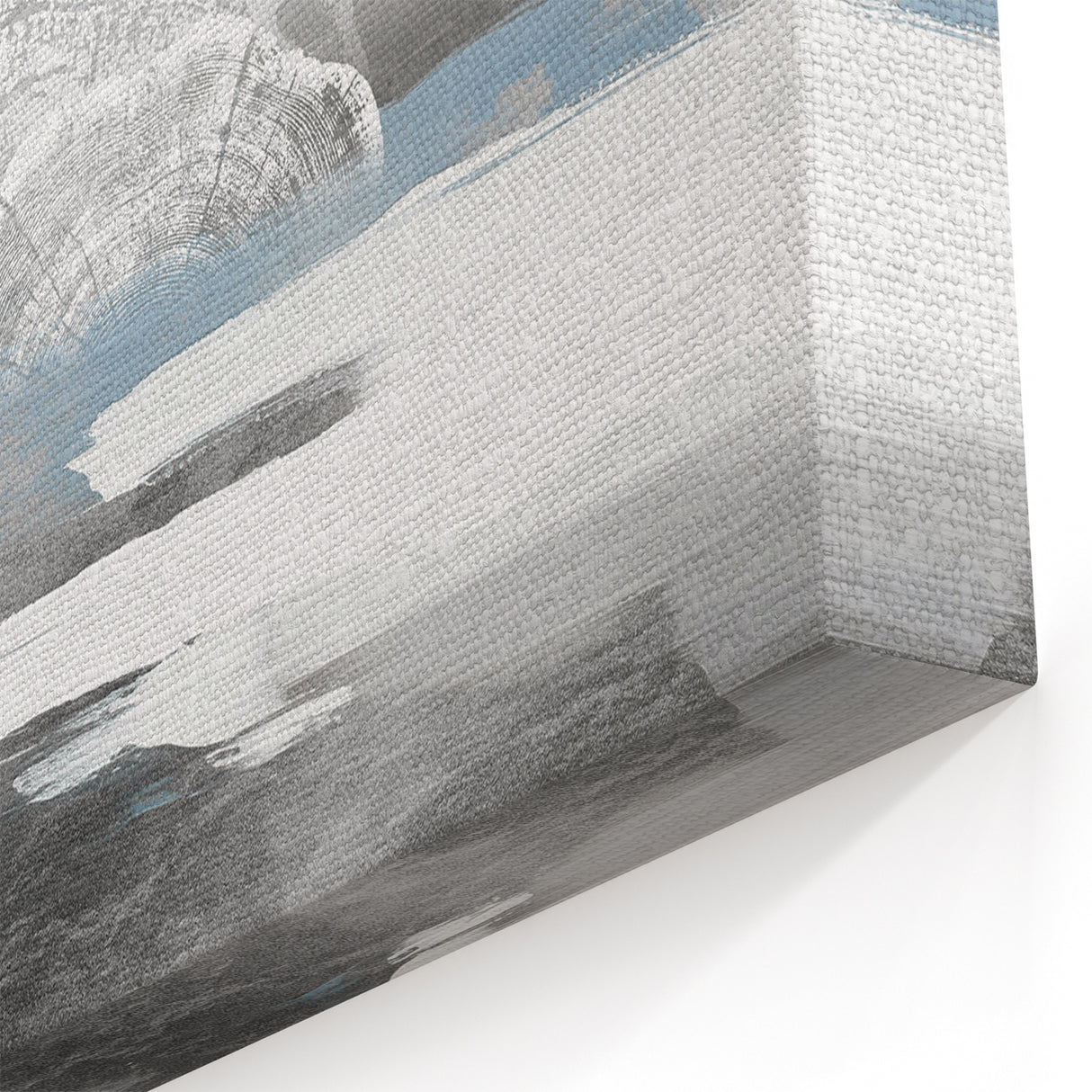 Serene Abstract Art with Tree Rings and Misty Blue and Gray Tones