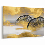 Modern Geometric Strokes and Lines Abstract Art with Golden Accents