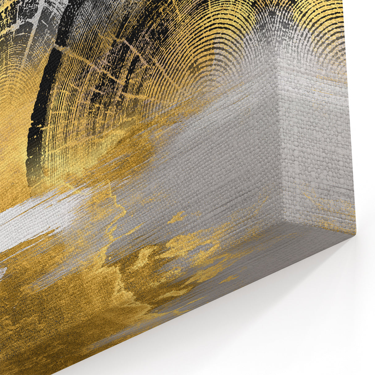 Modern Geometric Strokes and Lines Abstract Art with Golden Accents