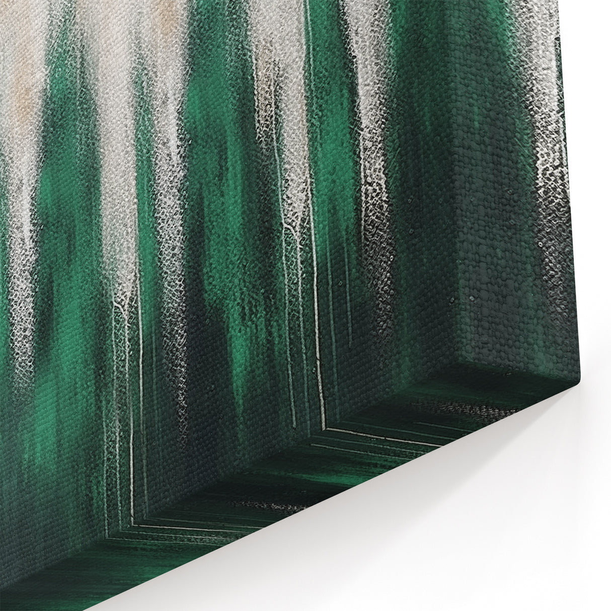 Abstract Green and Gold Strokes with Vertical Lines Modern Wall Art