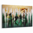 Majestic Horse Abstract Art with Green and Gold Strokes