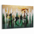 Majestic Horse Abstract Art with Green and Gold Strokes