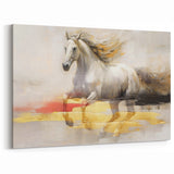 Contemporary Strokes & Lines Abstract Art - Green, Gold & Gray Canvas