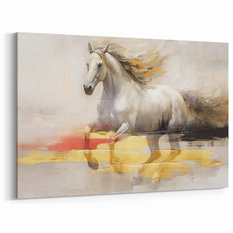 Contemporary Strokes & Lines Abstract Art - Green, Gold & Gray Canvas