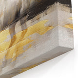 Contemporary Strokes & Lines Abstract Art - Green, Gold & Gray Canvas