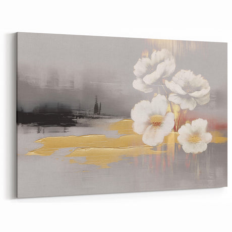 Modern Strokes and Lines Abstract Art with Geometric Gold Accents