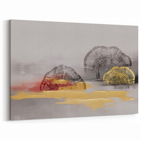 Contemporary Abstract Strokes Art with Earthy Tones and Gold Accents