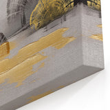 Contemporary Abstract Strokes Art with Earthy Tones and Gold Accents
