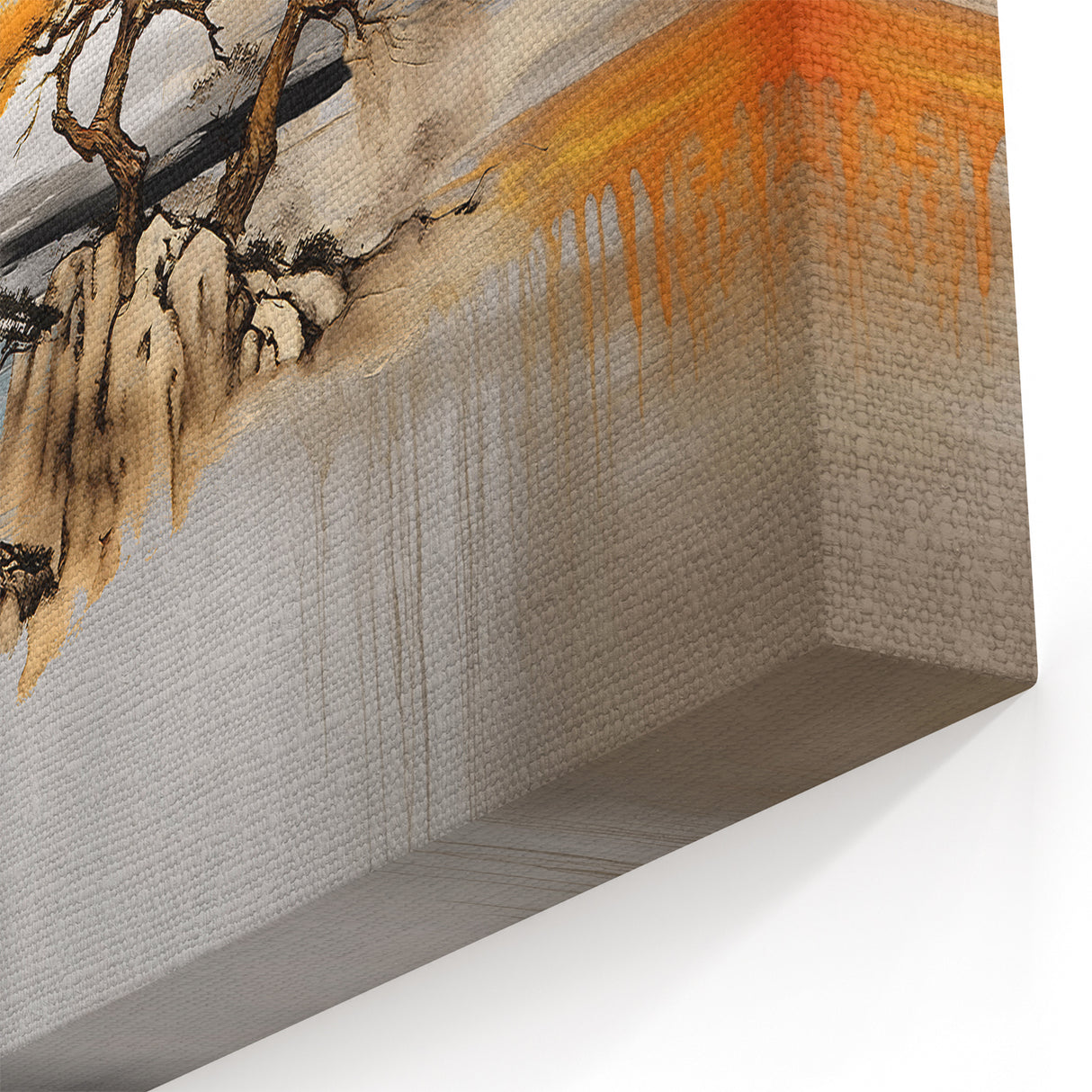 Abstract Strokes and Lines Art with Gold and Dark Accents - Wall Decor