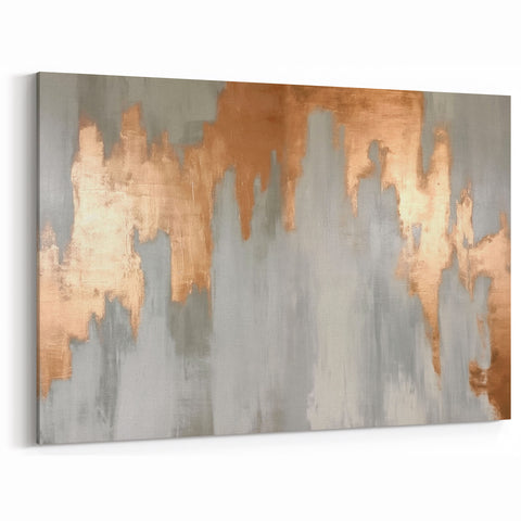 Geometric Strokes and Lines Abstract Art with Wood Rings on Canvas