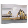 Golden and Gray Trees Abstract Line Art - Modern Geometric Strokes Canvas