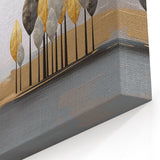 Golden and Gray Trees Abstract Line Art - Modern Geometric Strokes Canvas