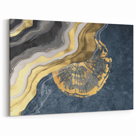 Luxurious Geometric Line Art | Golden Elegance Monochrome Canvas Print