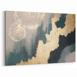 Golden Tree Rings on Navy and Gold Abstract Lines Canvas Art