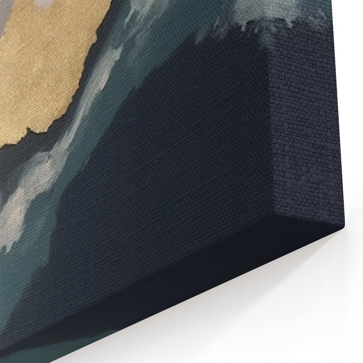 Abstract Gold Waves on Navy Blue and White Modern Canvas Art
