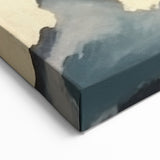Abstract Gold Waves on Navy Blue and White Modern Canvas Art