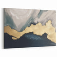 Golden Coast with Birds on Navy Abstract Strokes Canvas Art