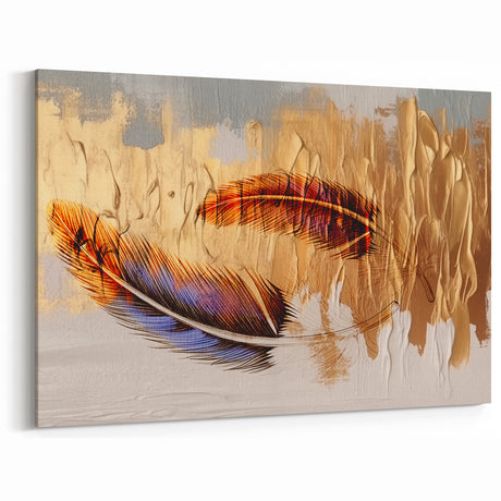Colorful Feather Strokes Abstract Art - Modern Geometric Line Canvas