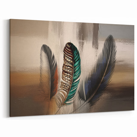 Elegant Feather Line Abstract Art - Contemporary Geometric Canvas