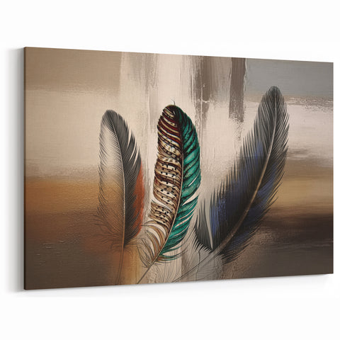 Elegant Feather Line Abstract Art - Contemporary Geometric Canvas