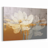 Golden Bloom Abstract Line Art - Elegant Strokes and Floral Canvas