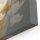 Golden Bloom Abstract Line Art - Elegant Strokes and Floral Canvas