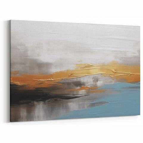 Golden Horizon Abstract Art - Modern Strokes and Colorful Lines Canvas