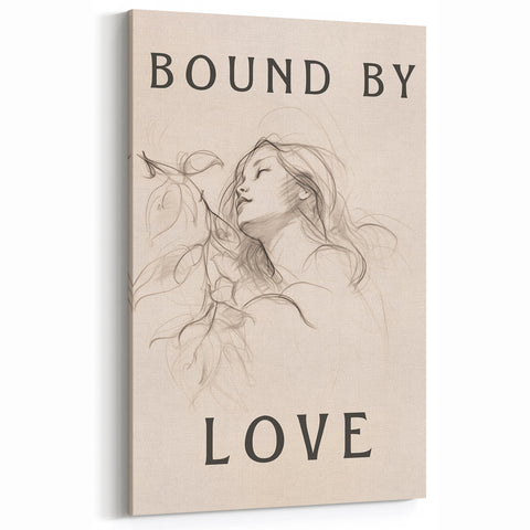 Bound by Love - Minimalist Abstract Art with Elegant Linework