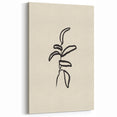 Minimalist Plant Line Art - Black Ink on Beige - Modern Botanical Decor