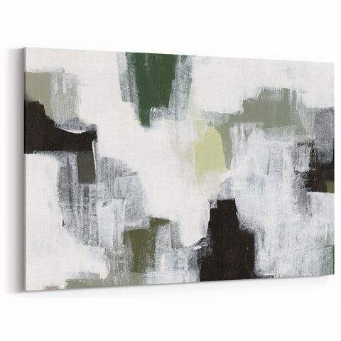 Modern Minimalist Art | Elegant Abstract Geometric Canvas | Green & Gray
