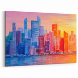 Colorful Urban Skyline - Modern Abstract Architecture Canvas Print