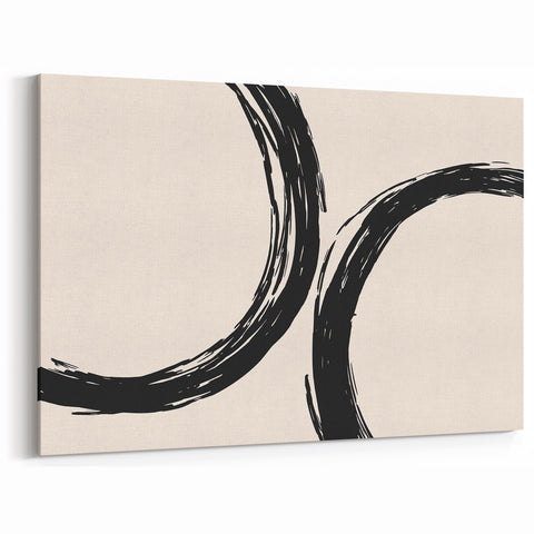 Minimalist Abstract Art | Modern Black & Beige Circular Wall Decor