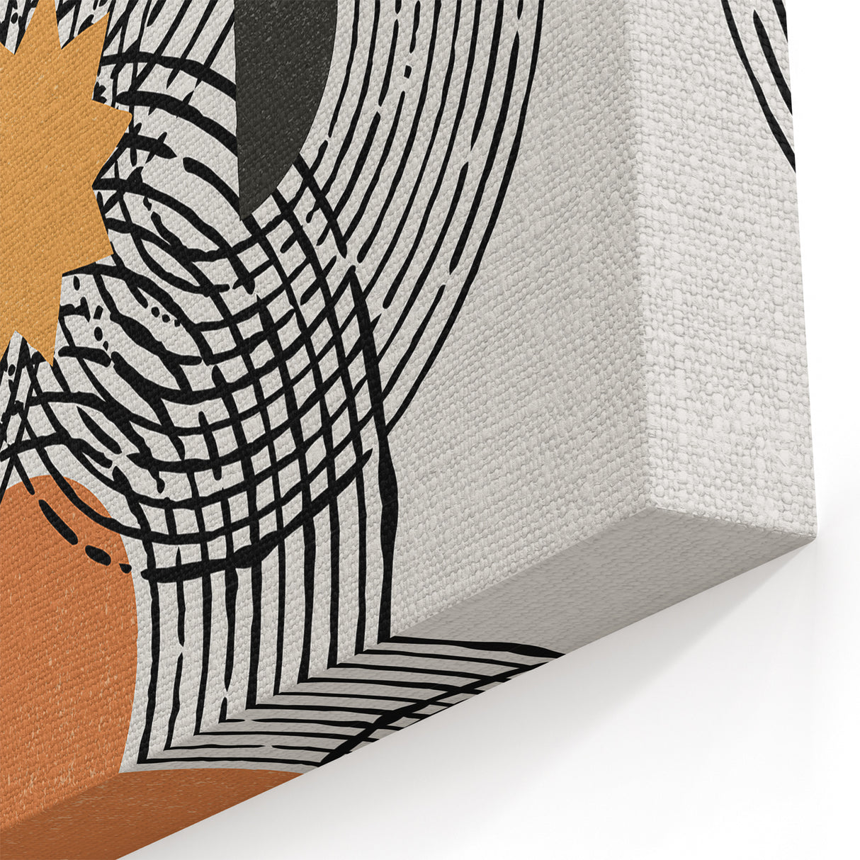 Contemporary Minimalist Art: Geometric Sunburst and Circles Design