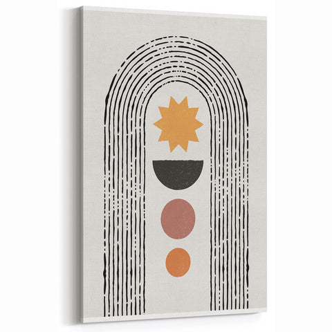 Minimalist Geometric Wall Art: Abstract Arch and Sunburst Design