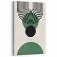 Minimalist Abstract Art: Geometric Circles and Arch in Green and Black
