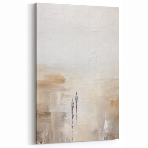 Modern Minimalist Art - Abstract Figure Canvas in Neutral Earth Tones