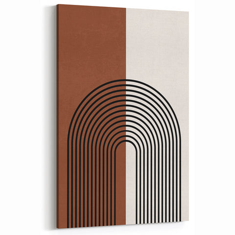 Modern Minimalist Wall Art: Bold Geometric Arch in Brown and Black
