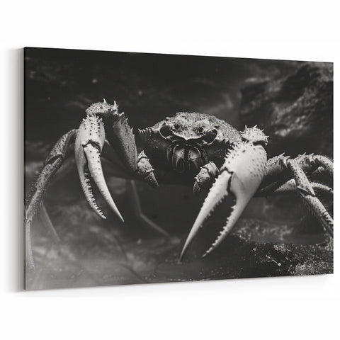 Crab Framed Art - Dramatic Black and White Marine Life Wall Decor