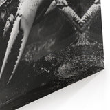 Crab Framed Art - Dramatic Black and White Marine Life Wall Decor