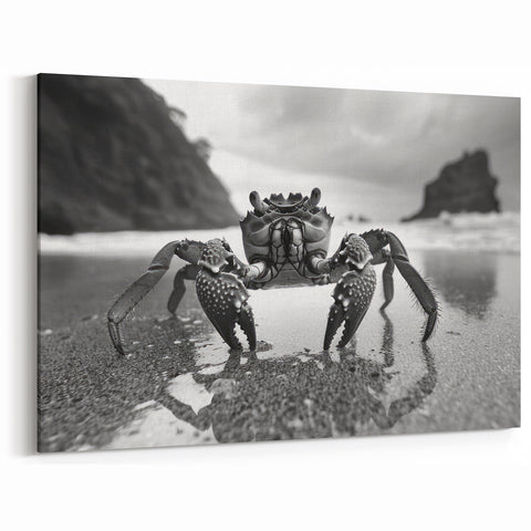Crab Wall Art - Dramatic Black and White Marine Life Print for Home Decor
