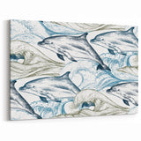 Dolphin Wall Art - Coastal Marine Life Canvas Print for Ocean Lovers