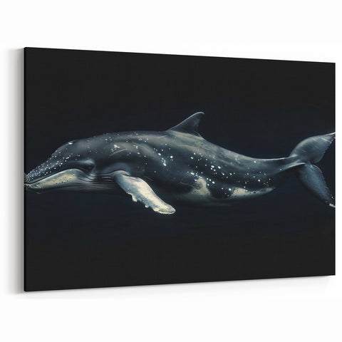 Majestic Dolphin Wall Art - Dark Underwater Marine Life Canvas Print
