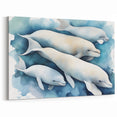 Serene Dolphin Wall Art - Soft Watercolor Marine Life Canvas Print