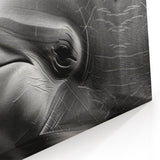 Close-Up Dolphin Wall Art - Intimate Black and White Marine Print